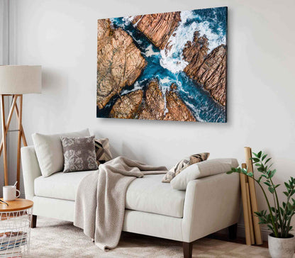 Bella Home Sea waves on to The Rocks Print Canvas Ready to hang