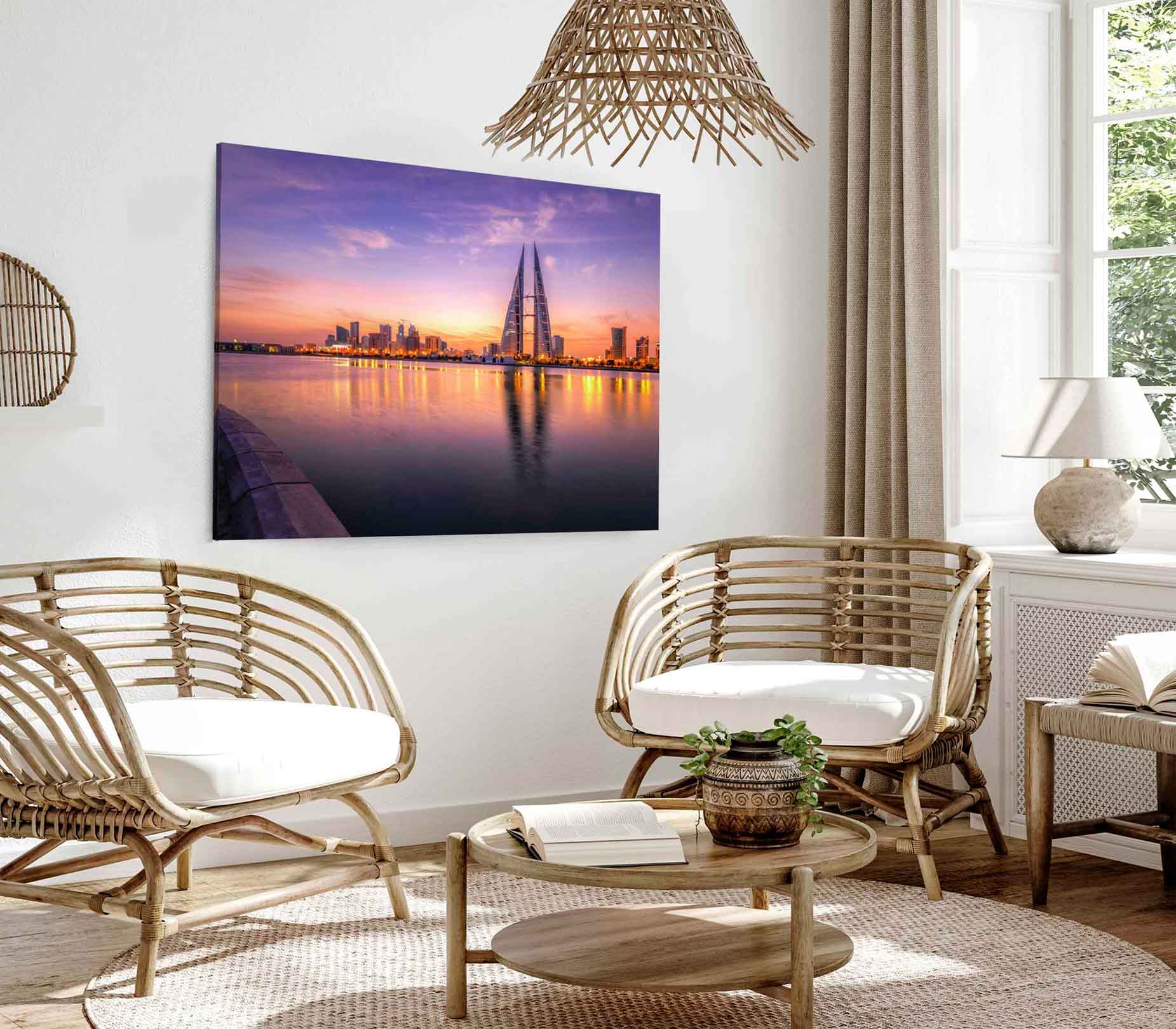 Bella Home Skyscrapers of Dubai B&W View Print Canvas Ready to hang