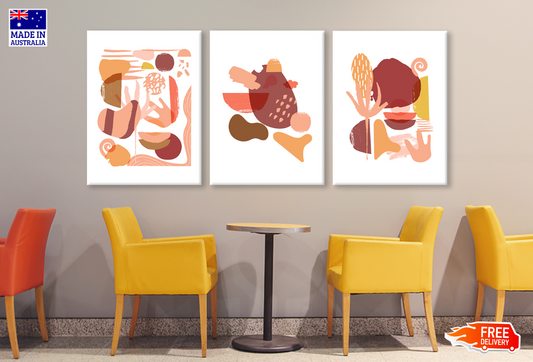 3 Set of Abstract Shapes Design High Quality print 100% Australian made wall Canvas ready to hang