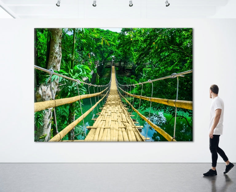 Hanging Bridge (Philippines) Over Tropical Print 100% Australian Made