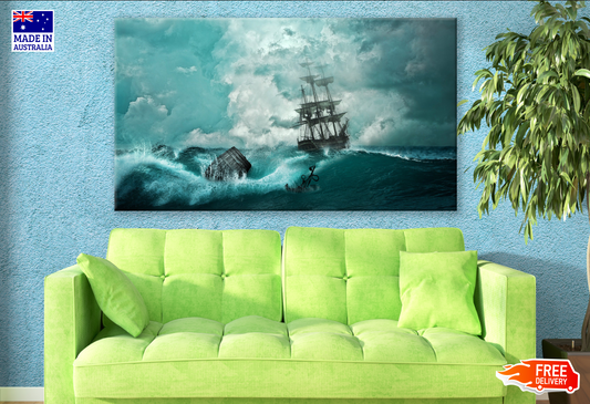 Pirate Ship Sea Strorm Painting Print 100% Australian Made