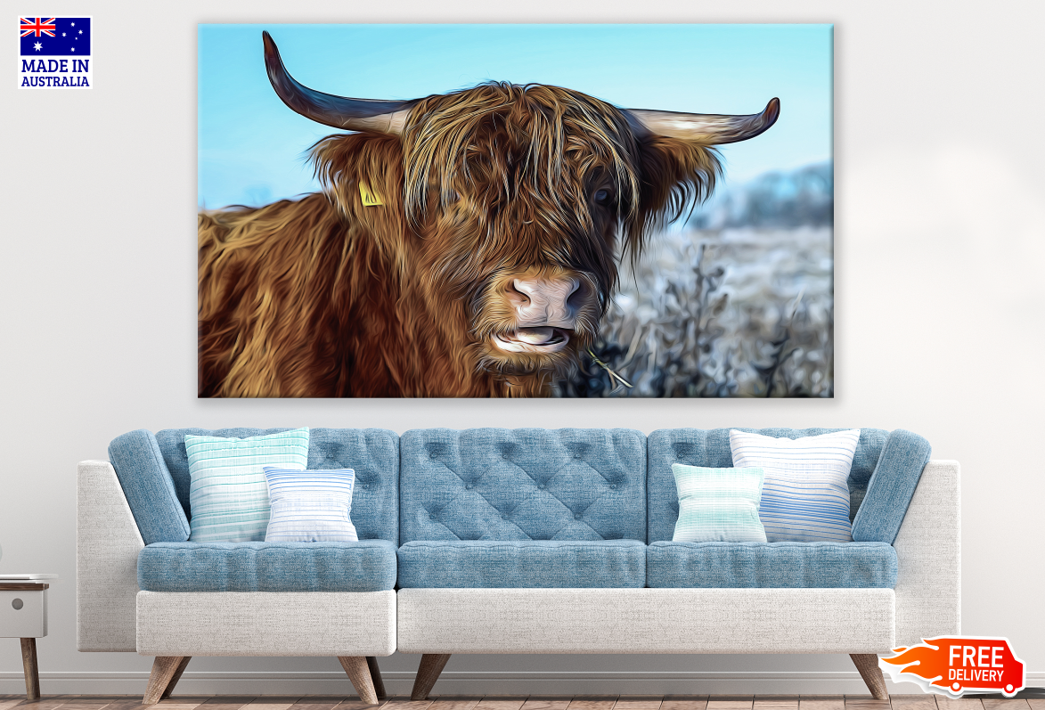 Brown Highland Cow Portrait Print 100% Australian Made