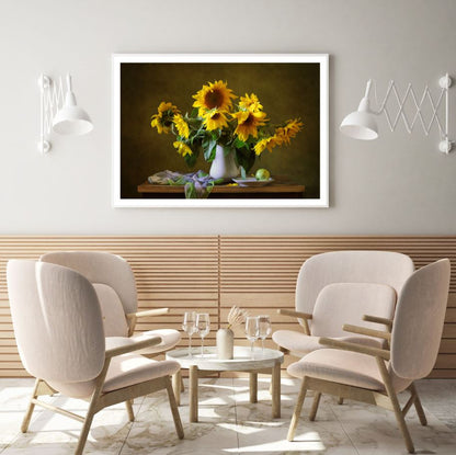 Sunflower Vase Closeup Photograph Home Decor Premium Quality Poster Print Choose Your Sizes