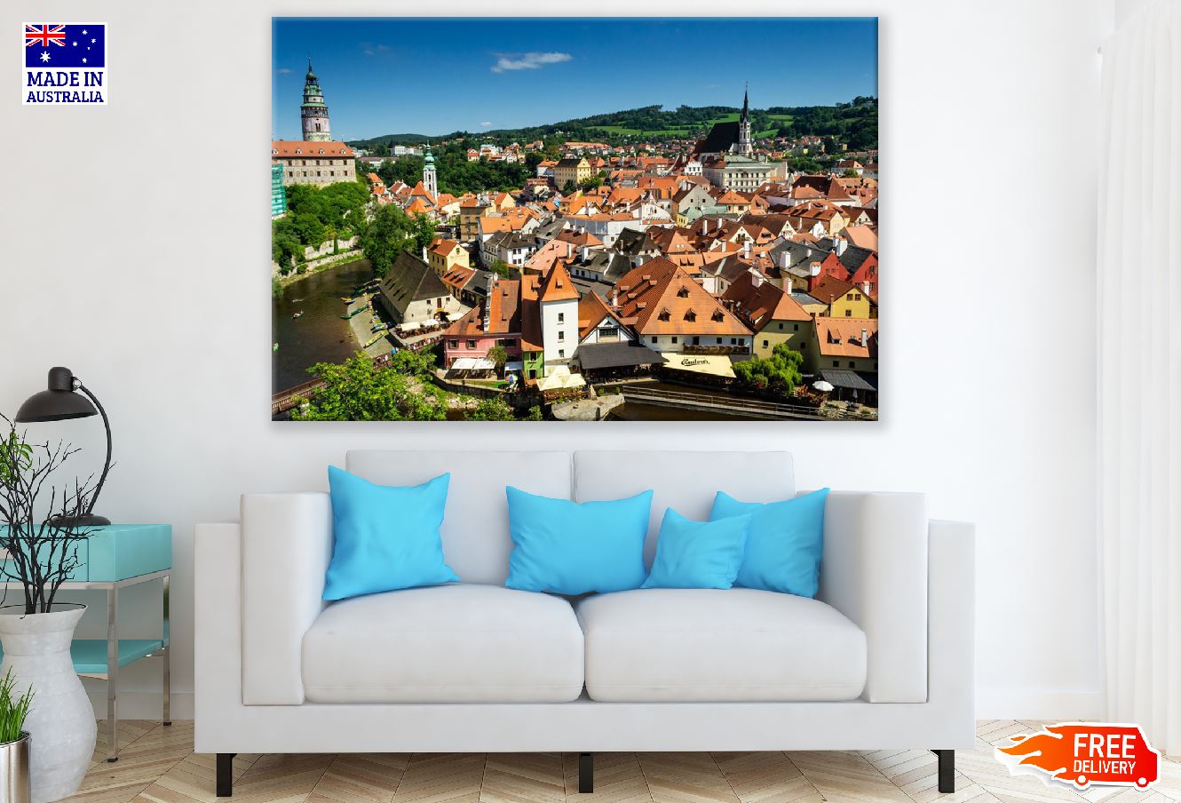 Old Town of Cesky Krumlov, Czech Republic Aerial View Photograph Print 100% Australian Made