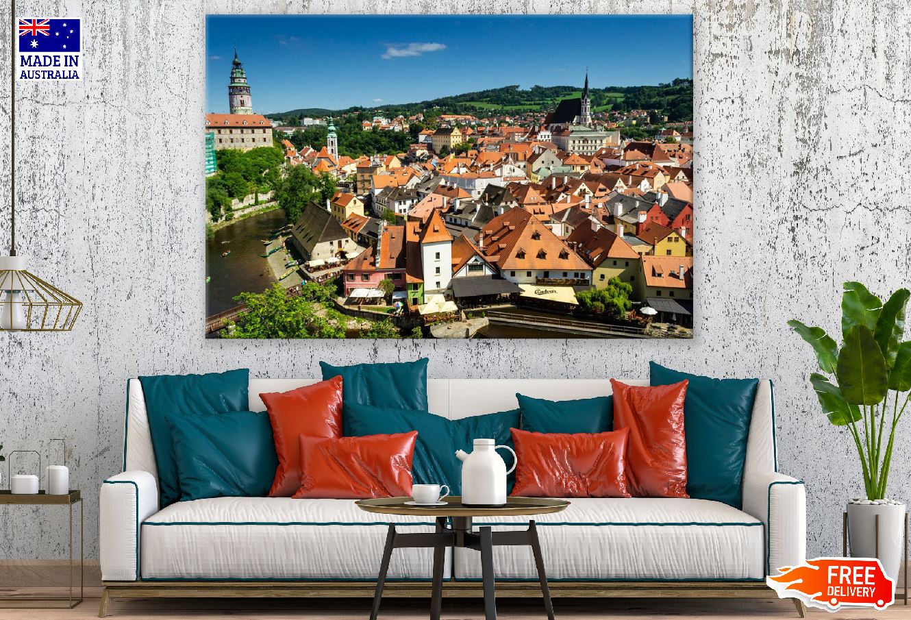 Old Town of Cesky Krumlov, Czech Republic Aerial View Photograph Print 100% Australian Made