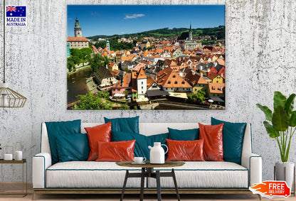 Old Town of Cesky Krumlov, Czech Republic Aerial View Photograph Print 100% Australian Made