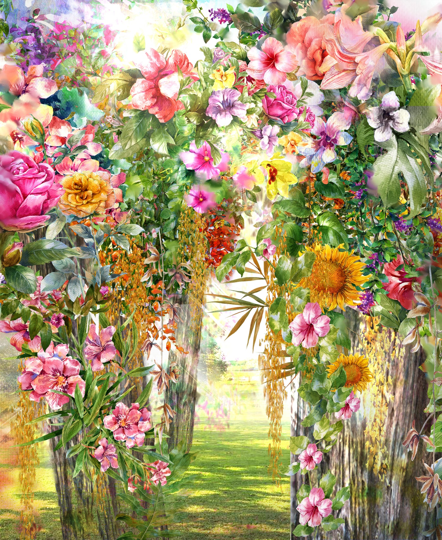 Colorful Floral Garden Watercolor Painting Print 100% Australian Made