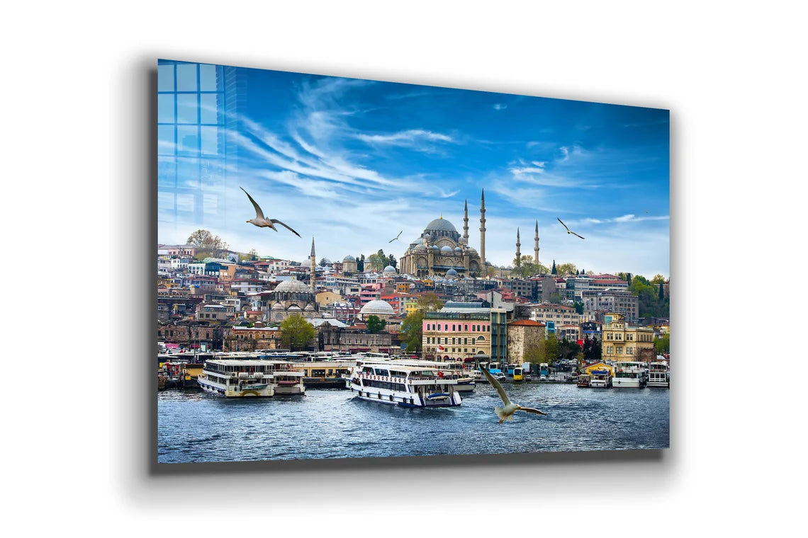 Istanbul City Sea View Print Tempered Glass Wall Art 100% Made in Australia Ready to Hang