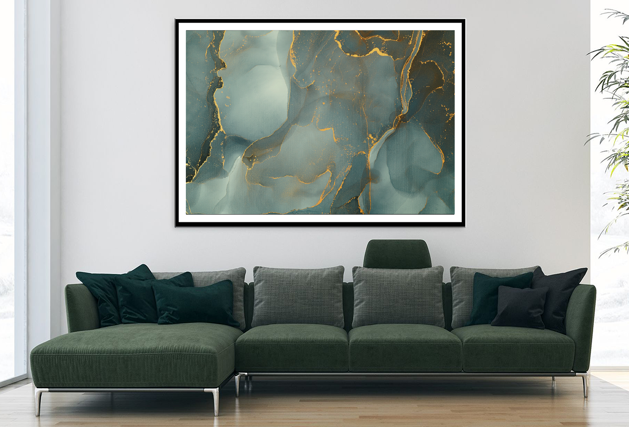 Green & Gold Abstract Design Home Decor Premium Quality Poster Print Choose Your Sizes