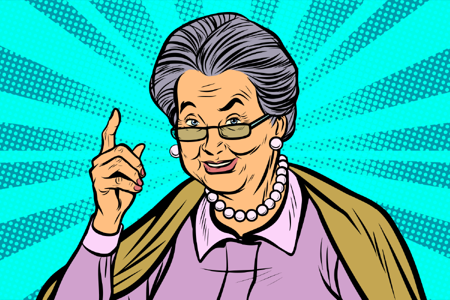 Granny Showing Finger Illustration Print 100% Australian Made