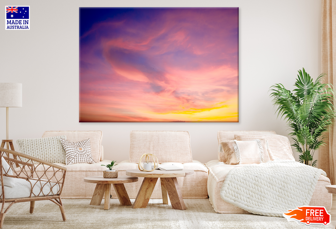 Sunset Cloudy Sky Scenery View Print 100% Australian Made