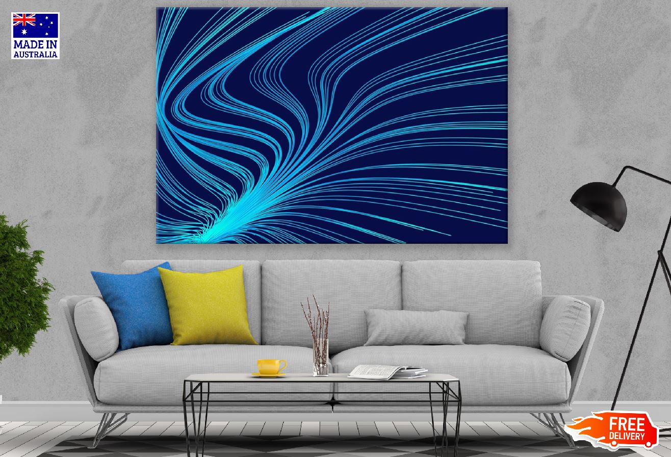 Blue Lines Digital Abstract Design Print 100% Australian Made