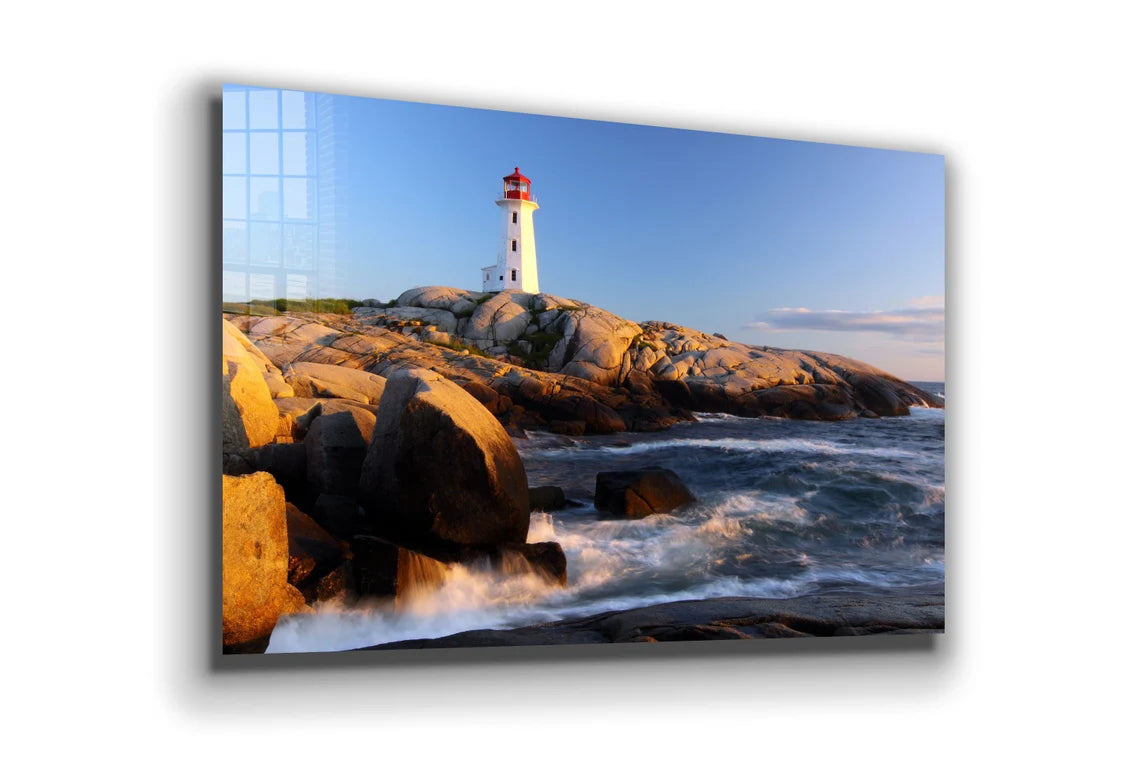 Lighthouse on The Cliff Print Tempered Glass Wall Art 100% Made in Australia Ready to Hang