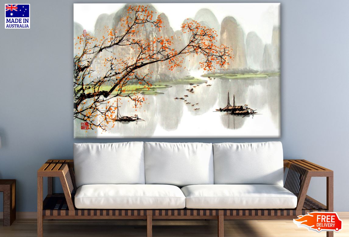 Tree & City View Painting Print 100% Australian Made