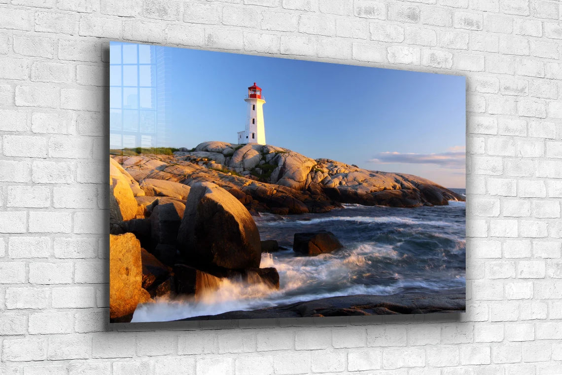 Lighthouse on The Cliff Print Tempered Glass Wall Art 100% Made in Australia Ready to Hang