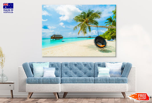 Maldives Island with Palm Tree Photograph Print 100% Australian Made