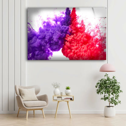 Purple & Red Abstract Smoke Design Acrylic Glass Print Tempered Glass Wall Art 100% Made in Australia Ready to Hang