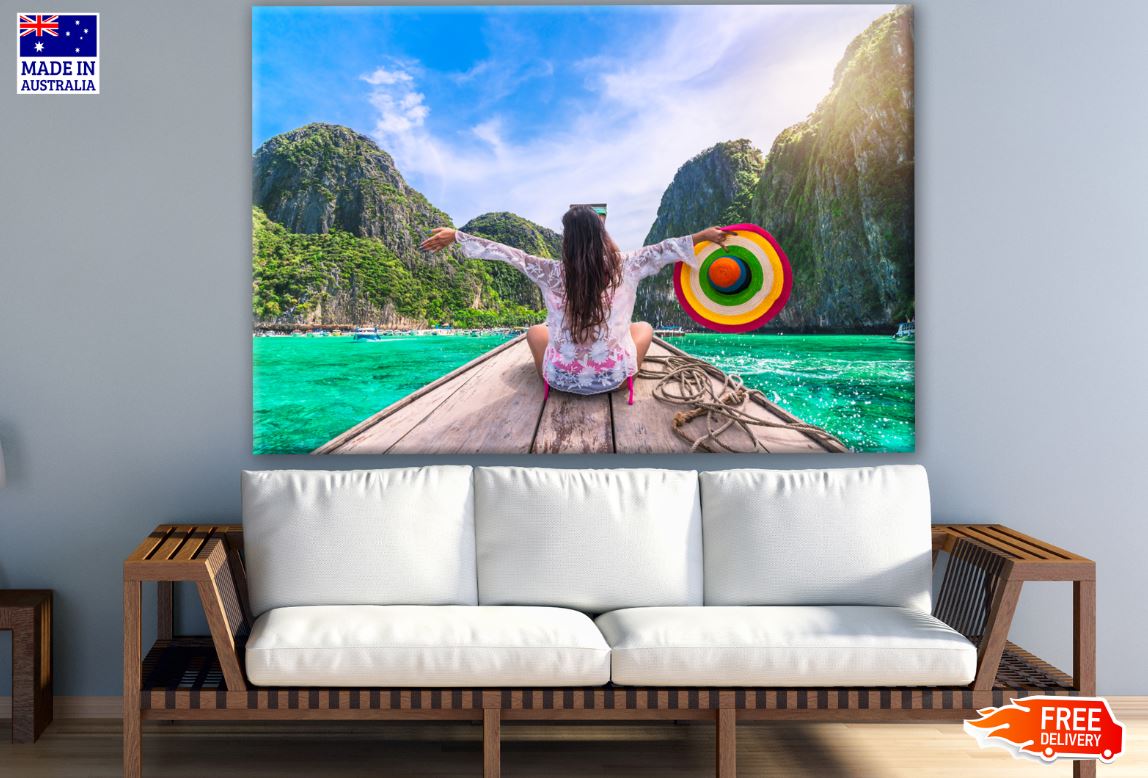 Girl on a Boat Scenery Photograph Print 100% Australian Made