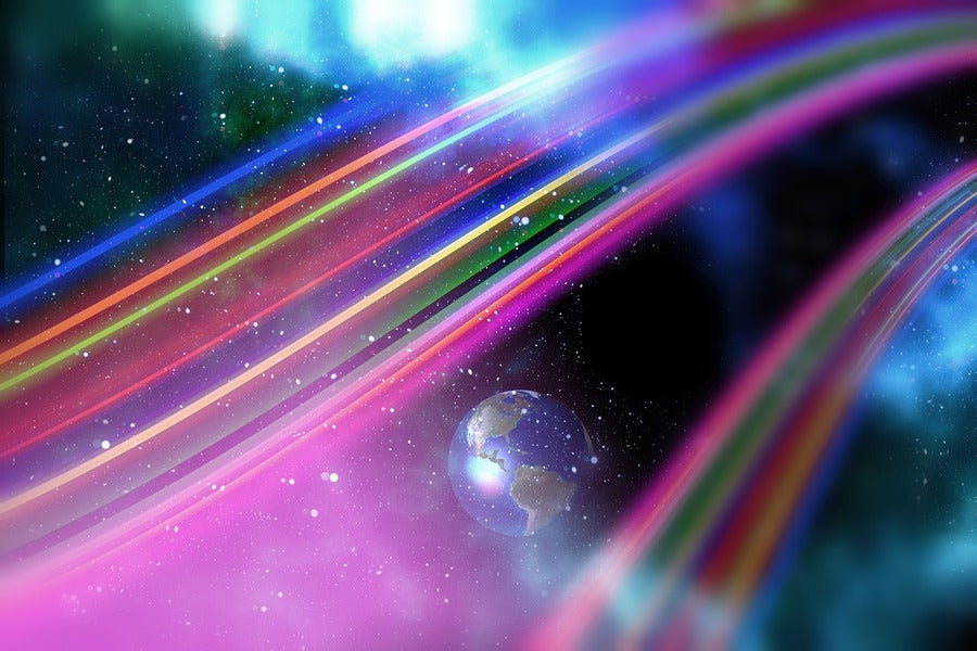 Colorful Digital Lines & Earth Abstract Design Print 100% Australian Made