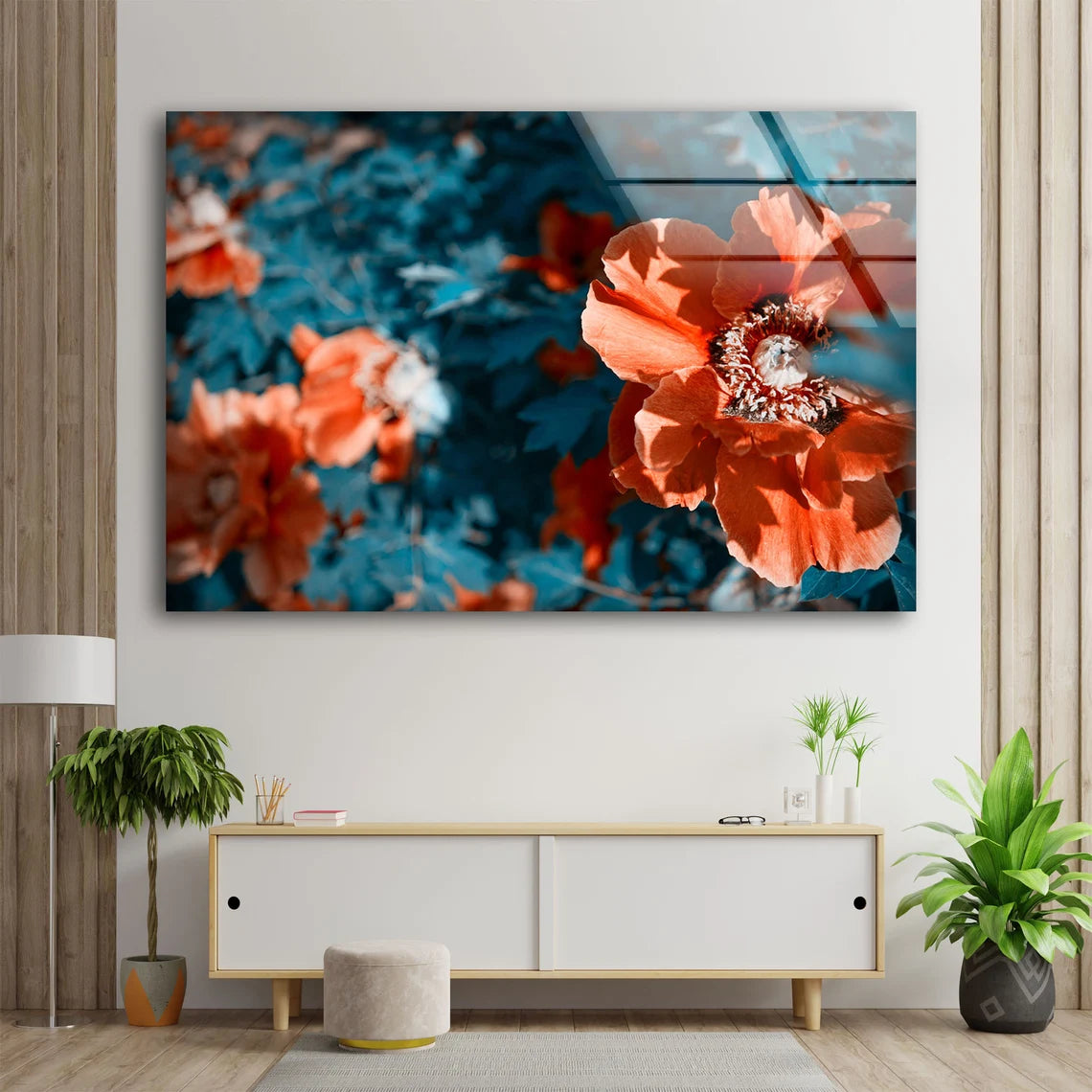 Red Flowers Tree Photograph Acrylic Glass Print Tempered Glass Wall Art 100% Made in Australia Ready to Hang