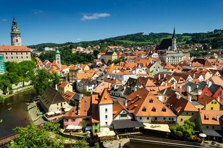 Old Town of Cesky Krumlov, Czech Republic Aerial View Photograph Print 100% Australian Made