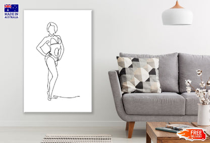 Women Pose B&W Line Art Design Print 100% Australian Made