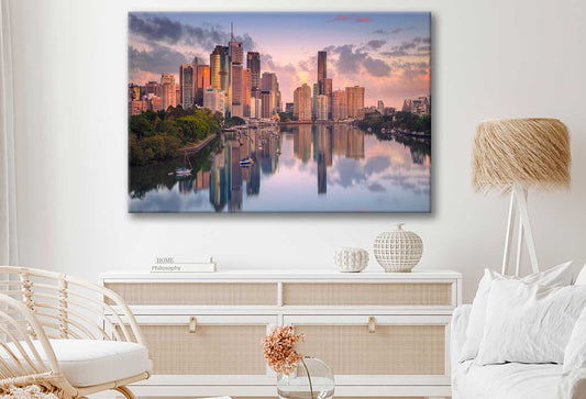 Bella Home Brisbane Skyline During Sunrise Print Canvas Ready to hang