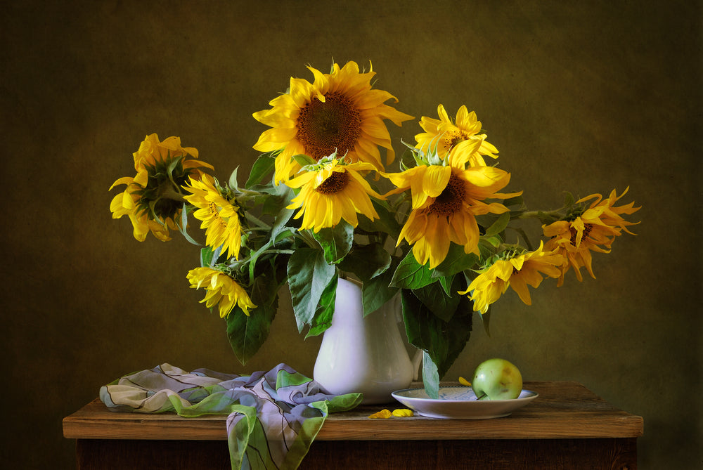 Sunflower Vase Closeup Photograph Home Decor Premium Quality Poster Print Choose Your Sizes