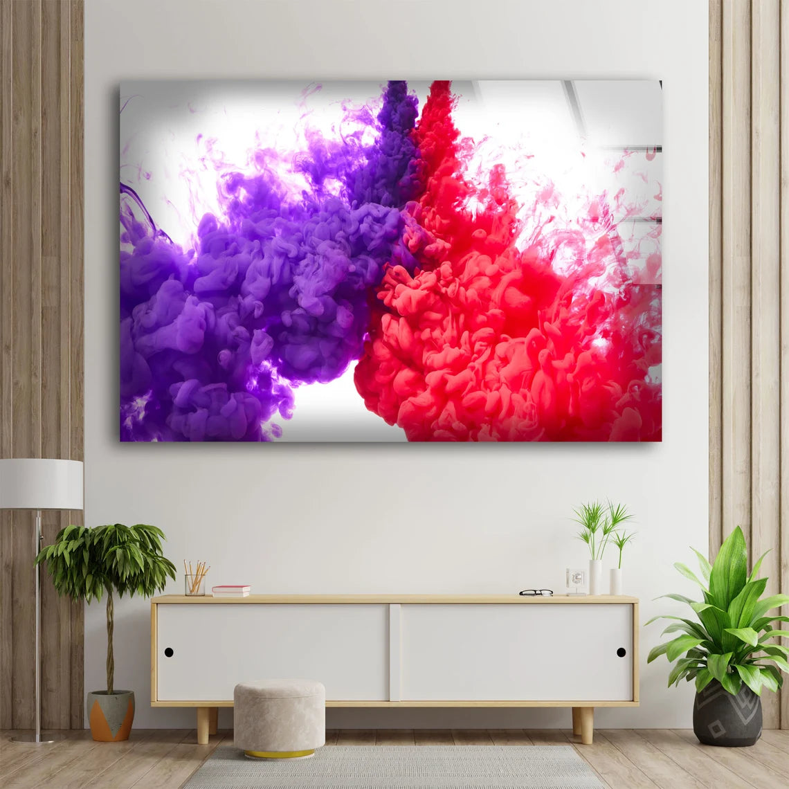 Purple & Red Abstract Smoke Design Acrylic Glass Print Tempered Glass Wall Art 100% Made in Australia Ready to Hang