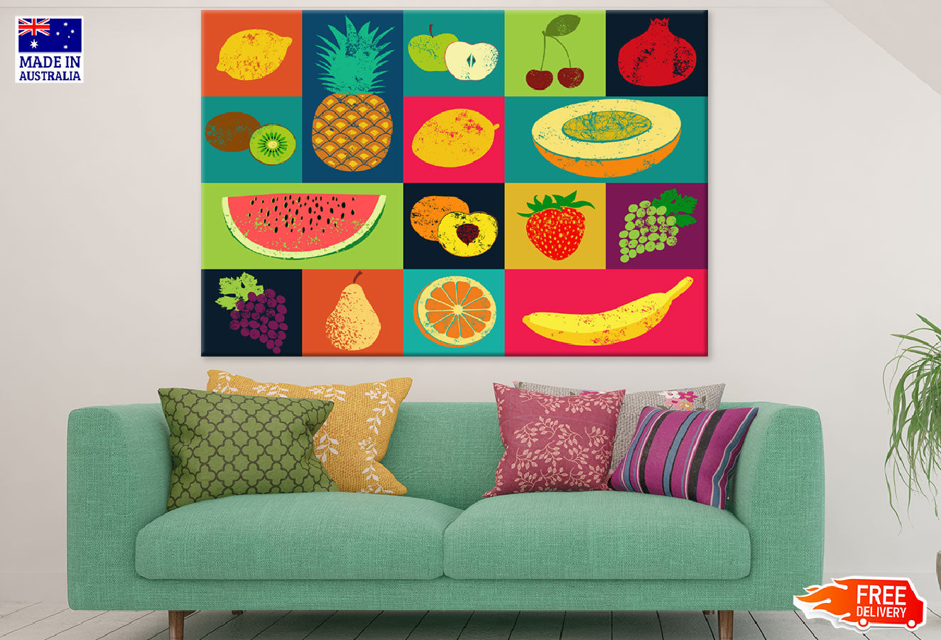 Colorful Fruits Illustration Print 100% Australian Made