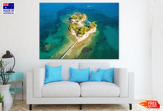 Rocks & Sea Island Aerial View Photograph Print 100% Australian Made