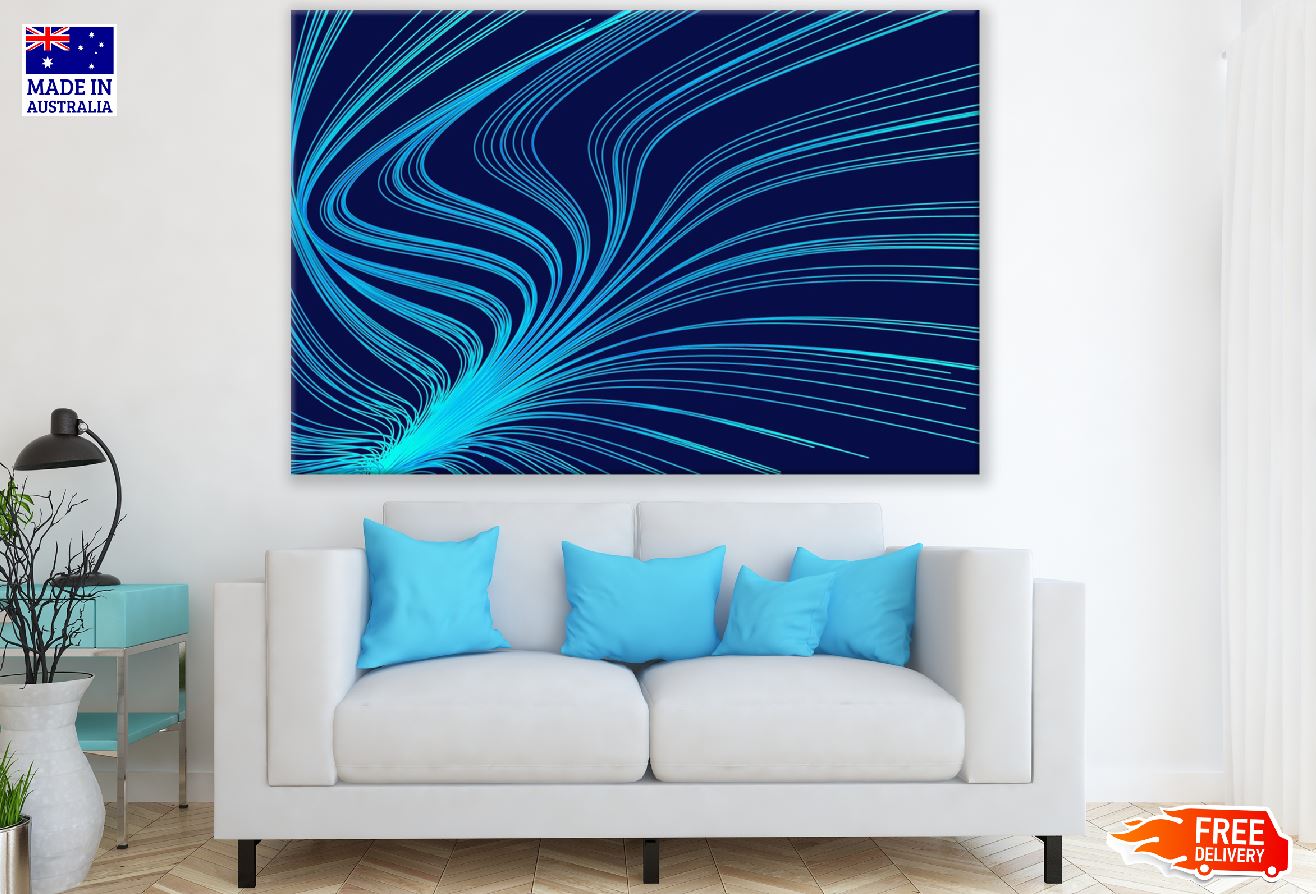 Blue Lines Digital Abstract Design Print 100% Australian Made