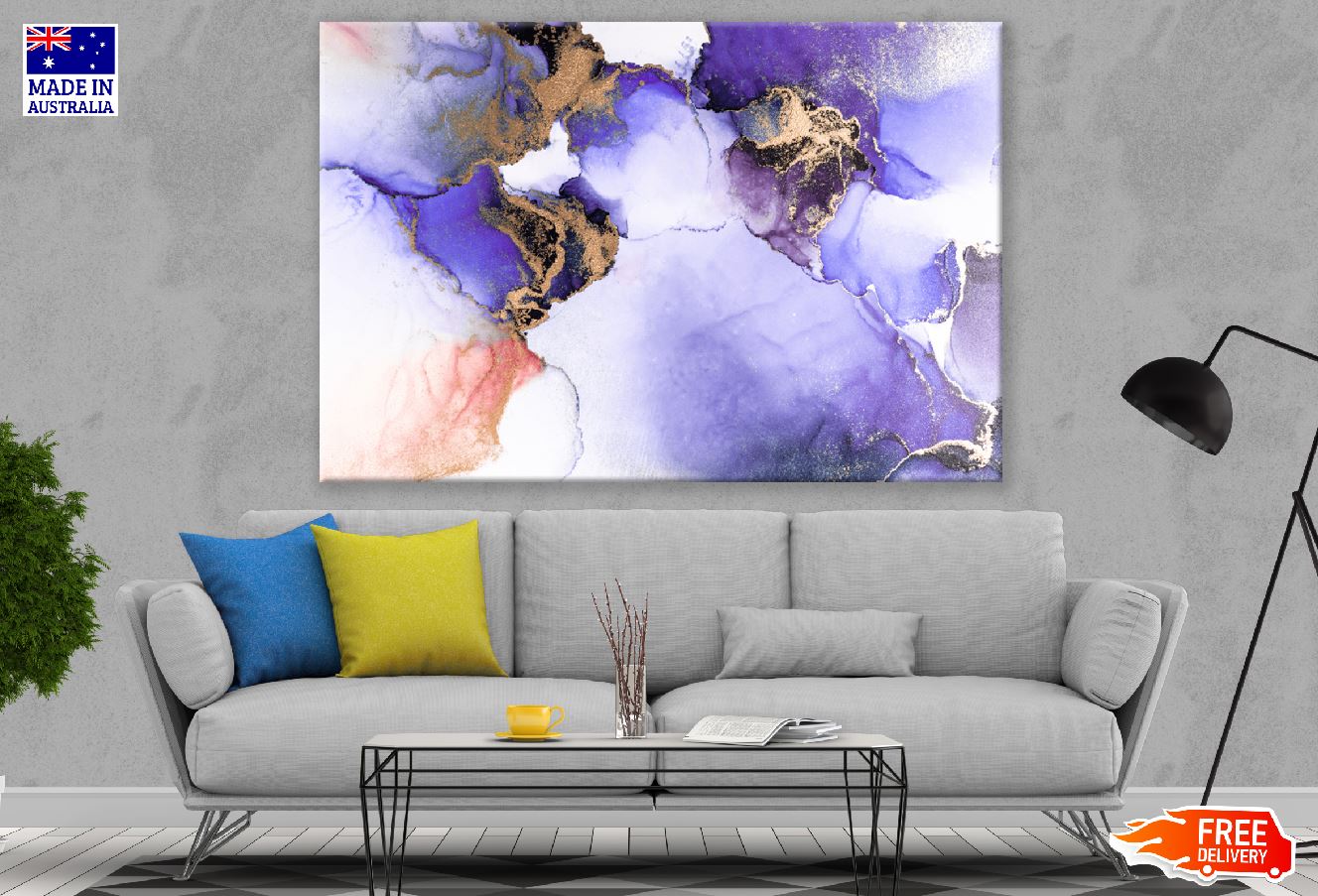 Purple Gold & Red Abstract Design Print 100% Australian Made