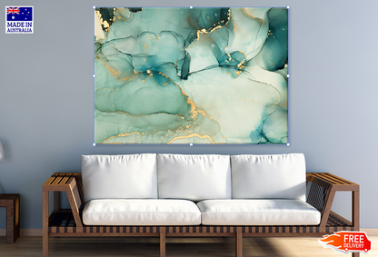 Green Gray & Gold Abstract Design Print 100% Australian Made