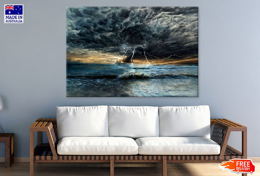 Thunderstorm & Lightning Sea View Photograph Print 100% Australian Made