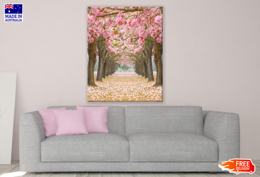 Pink Flower Trees Road Photograph Print 100% Australian Made