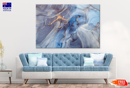 Grey Blue & Gold Abstract Design Print 100% Australian Made