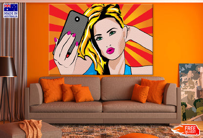 Girl Taking Selfie Vector Print 100% Australian Made