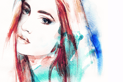 Fashion Woman & Colorful Hair Watercolor Painting Print 100% Australian Made
