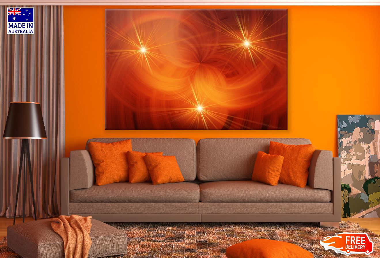 Yellow Lights & Orange Color Abstract Design Print 100% Australian Made