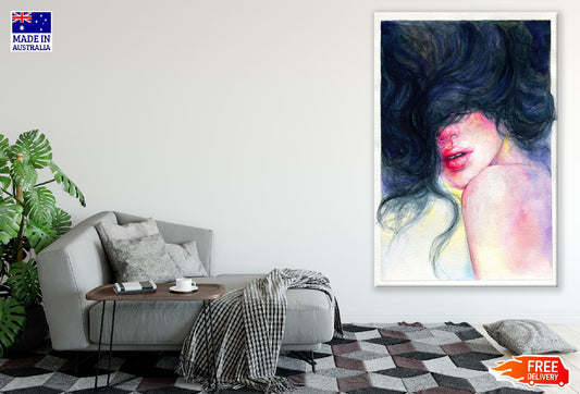 Fashion Bedhead Hairstyles Woman Watercolor Painting Print 100% Australian Made