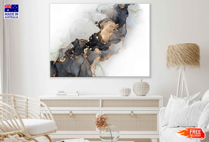 Black Grey & Gold Abstract Design Print 100% Australian Made