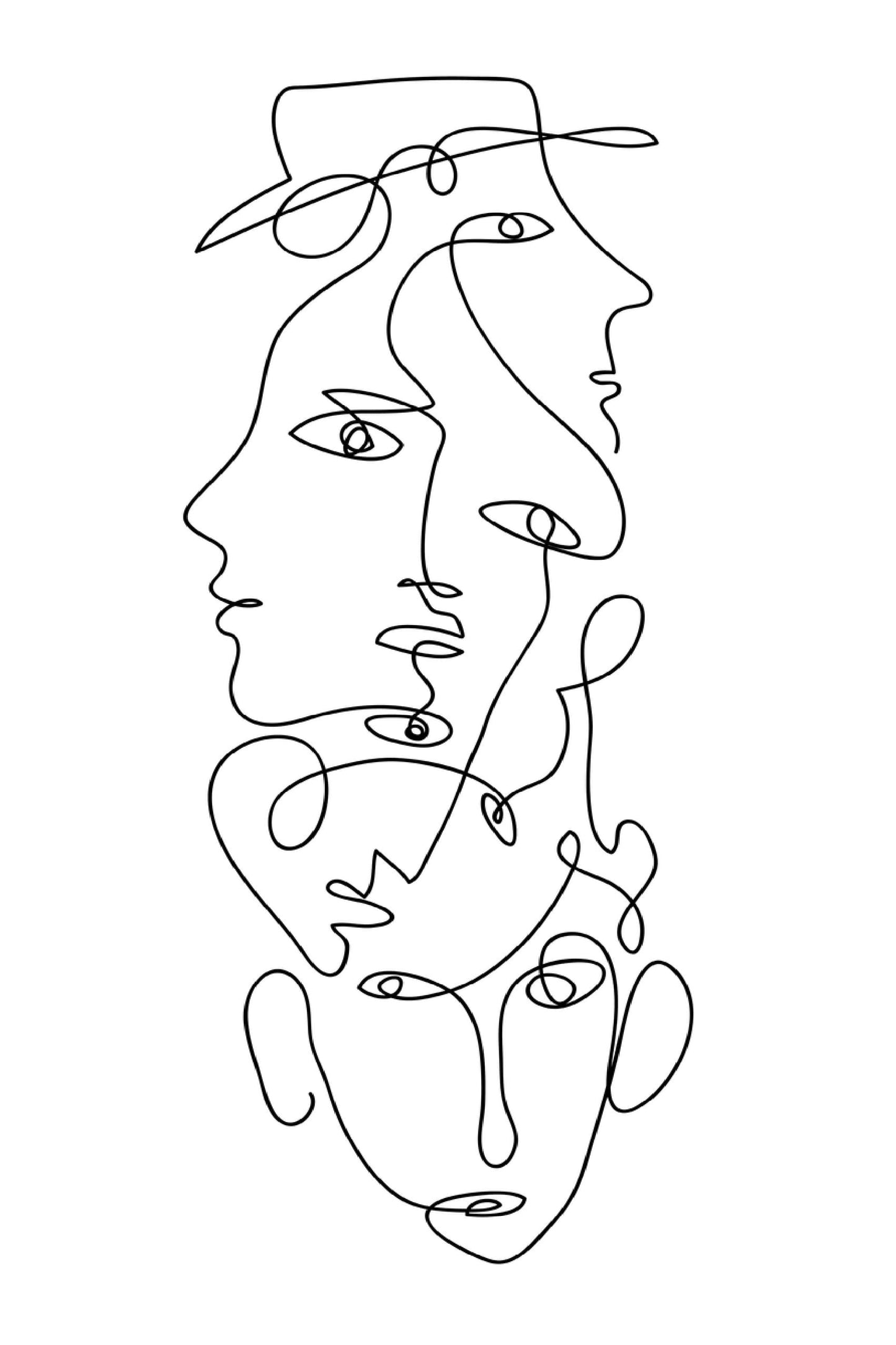 Human Faces Line Art Design Print 100% Australian Made