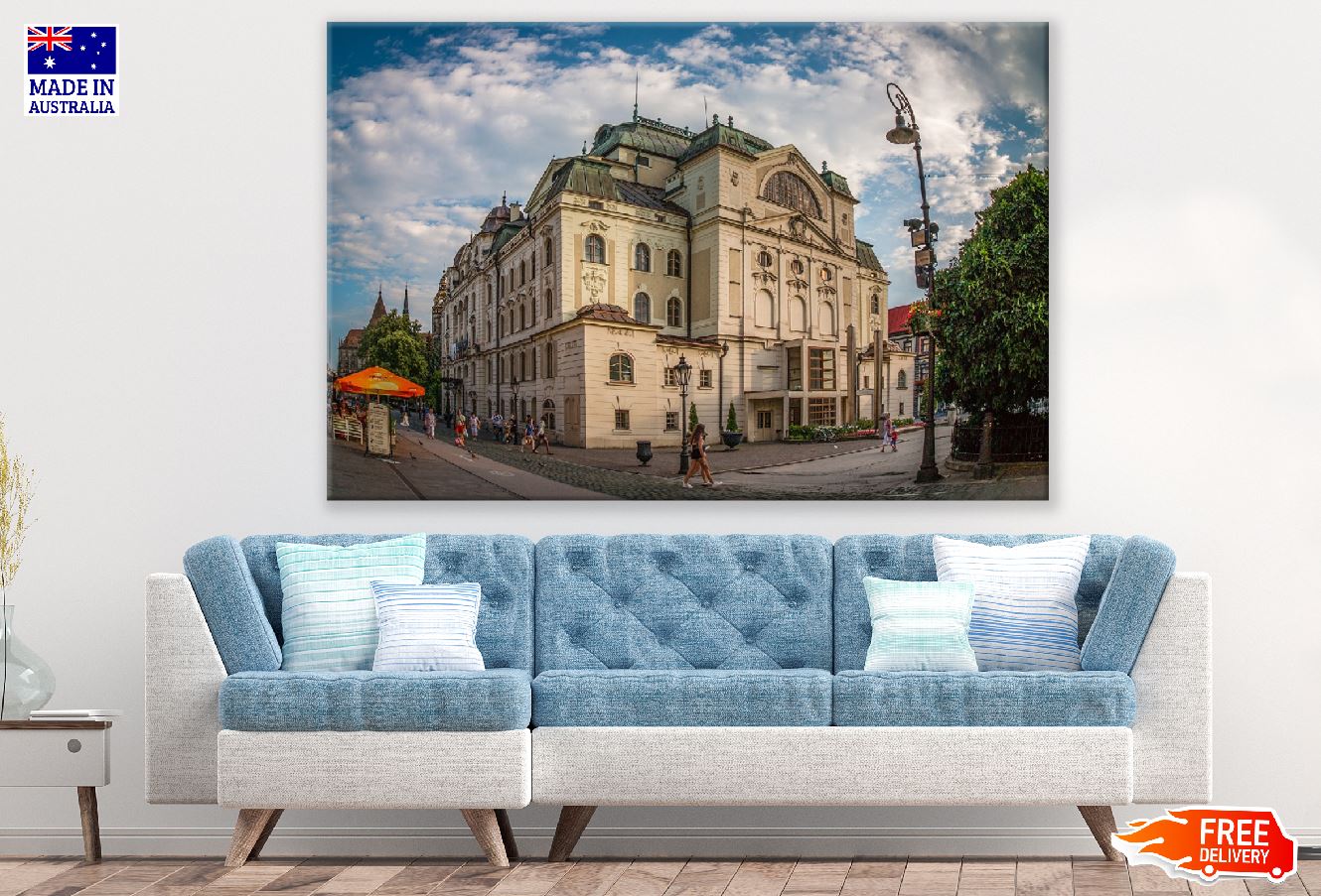 The old Town Square with Blue Sky Photograph Print 100% Australian Made