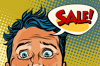 Surprised Man & SALE Speech Bubble Illustration Print 100% Australian Made