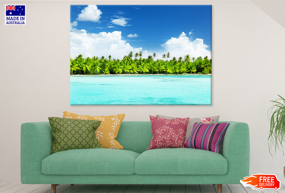 Trees & Rocks On Sea Sky View Photograph Print 100% Australian Made