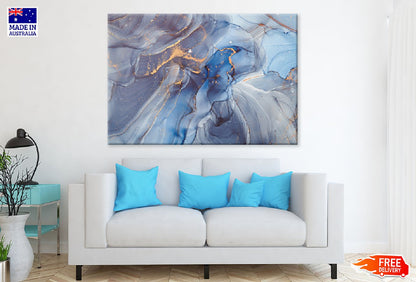 Grey Blue & Gold Abstract Design Print 100% Australian Made