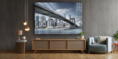 Brooklyn Bridge & City Print Tempered Glass Wall Art 100% Made in Australia Ready to Hang