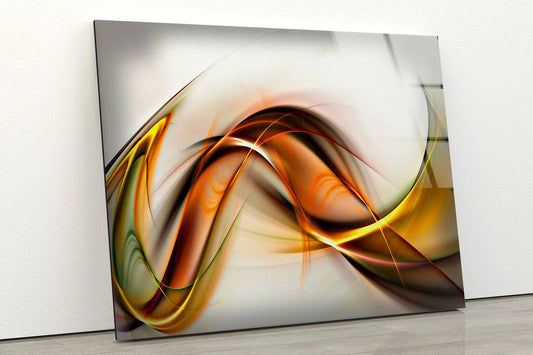 Gold Red & Orange Abstract Design Acrylic Glass Print Tempered Glass Wall Art 100% Made in Australia Ready to Hang