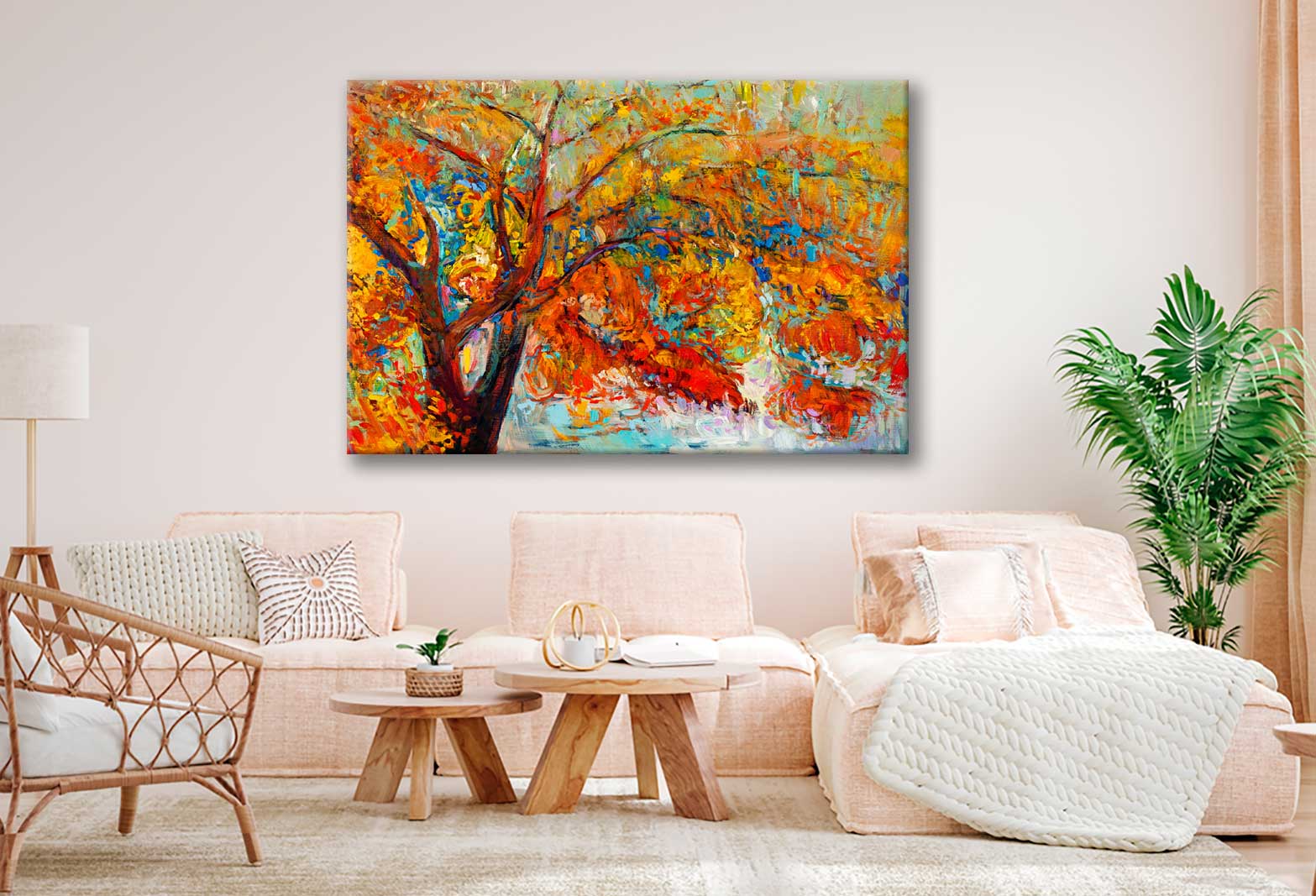 Bella Home Beautiful Autumn Tree Oil Painting Print Canvas Ready to hang